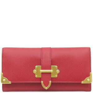 Prada Cahier Long Wallet Saffiano Leather Red